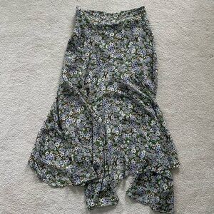 Veronica Beard Green Gray Asymmetrical A-Line Midi Skirt